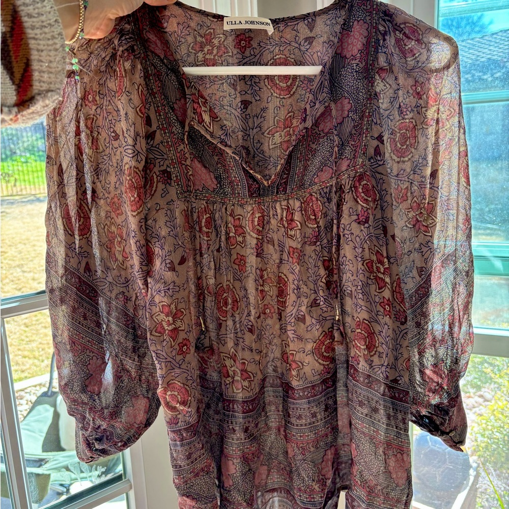 Ulla Johnson silk peasant top sz 0/2
